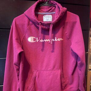 Womens Fuchsia/Plum Purple Champion Powerblend Fleece Hoodie, Size Small